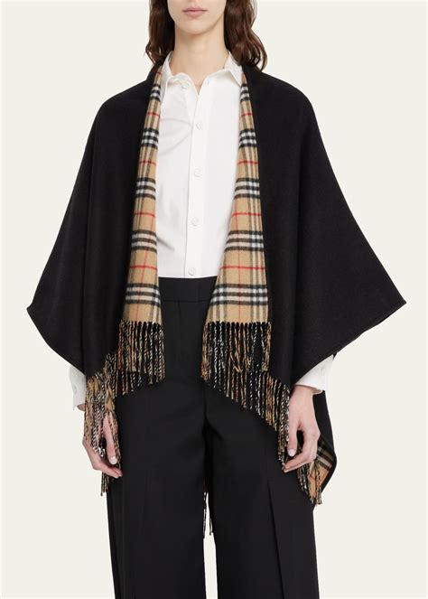 burberry reversible check wool cape|Reversible Check Wool Cape in Candle .